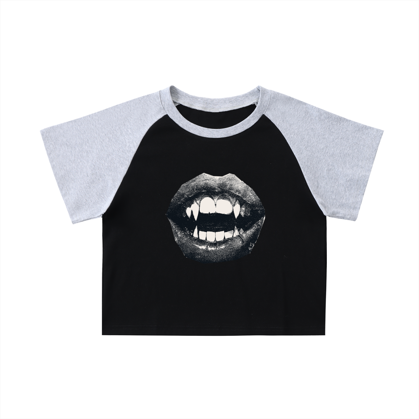Color-Blocked Raglan Sleeve Crop Top