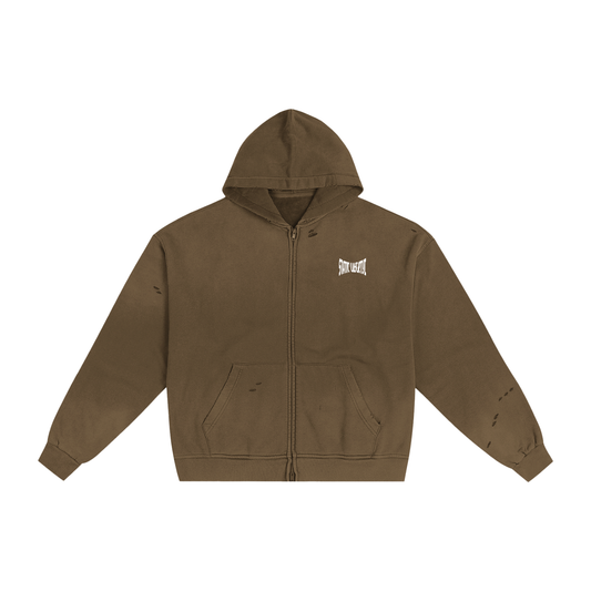 Static-LibertyZ Hand-Frayed Sunfade Zip Hoodie