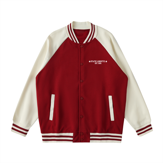 Two Tone Raglan Sleeve Varsity Jacket