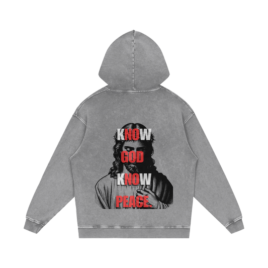Snow Washed Loose Cotton Hoodie