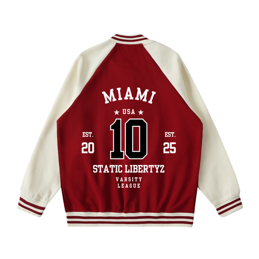 Two Tone Raglan Sleeve Varsity Jacket
