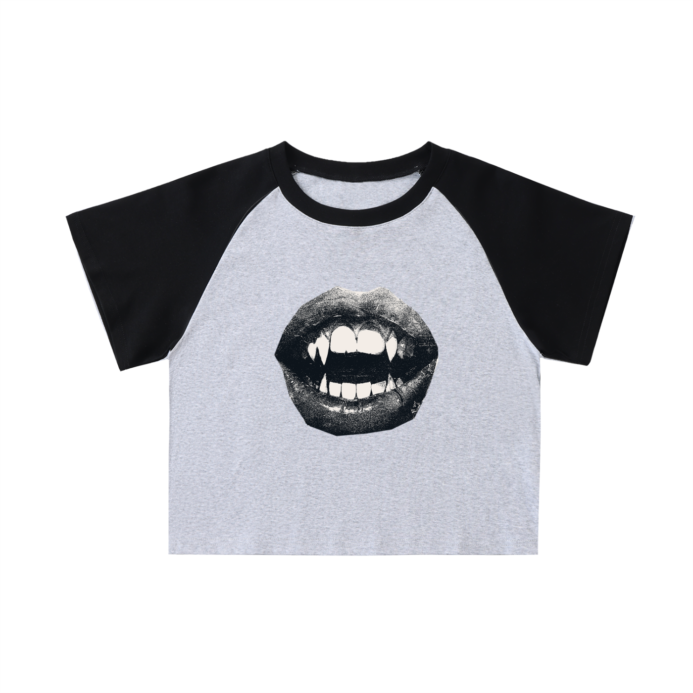 Color-Blocked Raglan Sleeve Crop Top