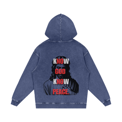 Snow Washed Loose Cotton Hoodie