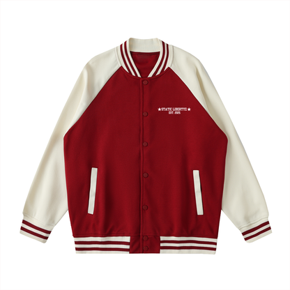 Two Tone Raglan Sleeve Varsity Jacket