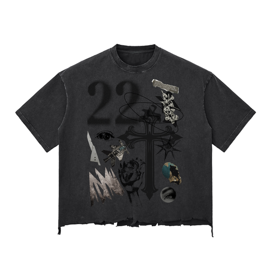 Snow Wash Raw-Hem Boxy T-shirt