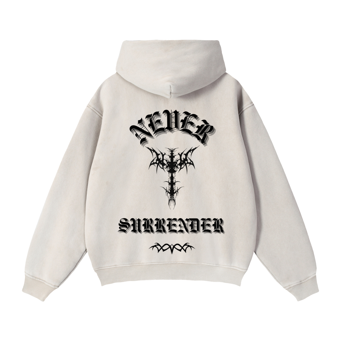 NEVER SURRENDER Boxy Fleeced Hoodie