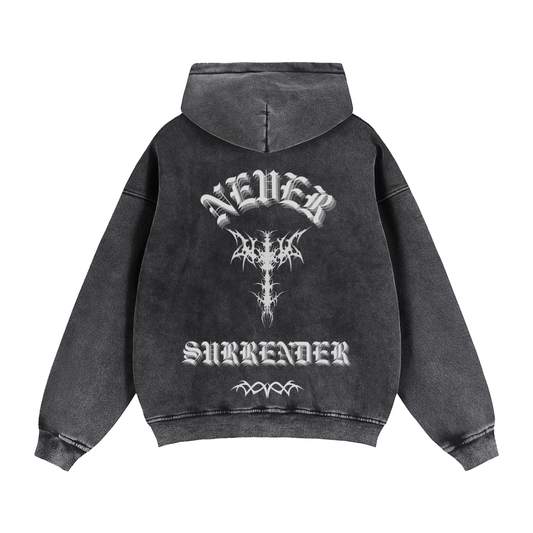 NEVER SURRENDER Boxy Fleeced Hoodie