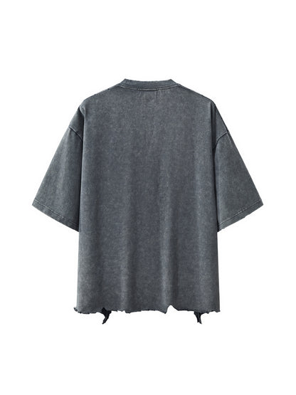 Snow Wash Raw-Hem Boxy T-shirt